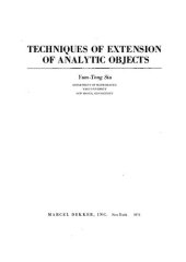 book Techniques of extension of analytic objects