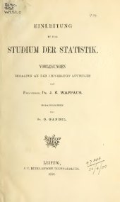 book Einleitung in das Studium der Statistik. Vorlesungen gehalten an der Universität Göttingen