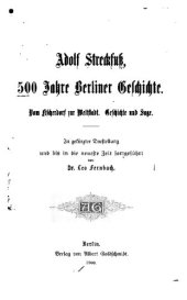 book 500 Jahre Berliner Geschichte. Vom Fischerdorf zur Weltstadt. Geschichte und Sage