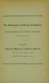 book The Huntington California Expedition. Anthropometry of Central California