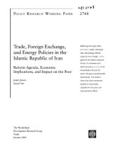 book Trade, Foreign Exchange, and Energy Policies in the Islamic Republic of Iran - Reform Agenda, Economic Implications, and Impact on the Poor