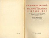 book Principiile de bază ale politicii externe a României