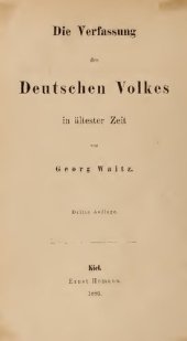 book Die Verfassung des deutschen Volkes in ältester Zeit