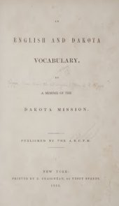 book An English and Dakota Vocabulary, by a member of the Dakota Mission