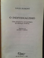 book O Individualismo, uma perspectiva antropologica da ideologia moderna