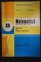 book Matematică. Elemente de analiză matematică. Manual pentru clasa a XII-a