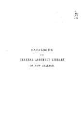 book Catalogue of the General Assembly Library of New Zealand 1897