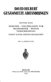 book Gesammelte Abhandlungen. Analysis. Grundlagen der Mathematik. Physik. Vershiedenes