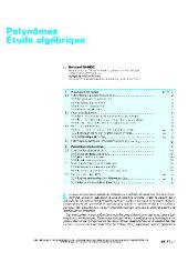 book Polynomes, etude algebrique