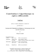 book Contribution a l'algorithmique en algebre differentielle