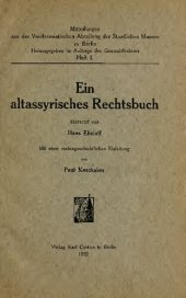 book Ein altassyrisches Rechtsbuch