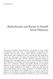 book Radicalization and Retreat in Swedish Social Democracy