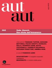 book Aut Aut 382/2019. Sade, Masoch. Due etiche dell'immanenza