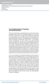 book The Cambridge Handbook of Psychology and Economic Behaviour