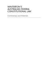 book Winterton's Australian federal constitutional law : commentary and materials