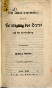 book Graf Arnim-Boytzenburg: Über die Vereidigung des Heeres auf die Verfassung