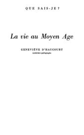 book La vie au Moyen Age