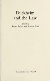 book Durkheim and the law