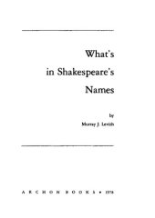 book What's in Shakespeare's Names