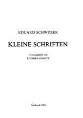 book Kleine Schriften