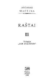 book Raštai. T. 3: Trilogija "Cor inquietum"