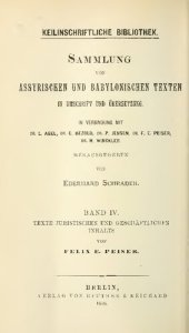 book Sammlung von assyrischen und babylonischen Texten in Umschrift und Übersetzung