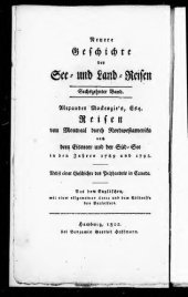 book Alexander Mackenzie's, Esq., von Montreal durch Nordwestamerika nach dem Eismeer und der Süd-See in den Jahren 1789 und 1793, nebst einer Geschichte des Pelzhandels in Canada