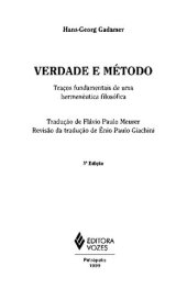 book Verdade e método: traços fundamentais de uma hermenêutica filosófica