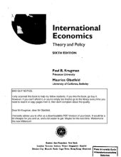 book International Economics : Theory and Policy