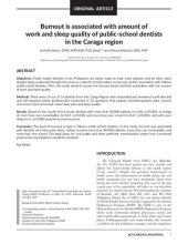 book Burnout is associated with amount of work and sleep quality of public-school dentists in the Caraga region