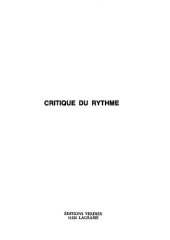 book Critique du rythme: anthropologie historique du langage