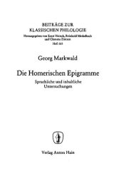 book Die Homerischen Epigramme: sprachliche und inhaltliche Untersuchungen