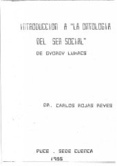 book Introducción a la "Ontología del ser social" de György Lukács