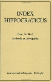 book Index Hippocraticus: Fasc. 4 (P-O). Addenda Et Corrigenda