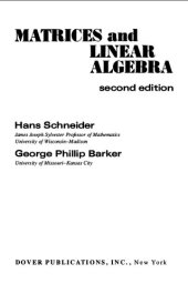 book Matrices and Linear Algebra (Dover Books on Mathematics)