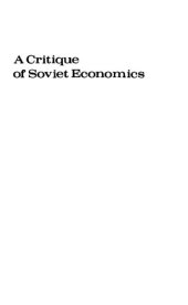 book A Critique of Soviet Economics