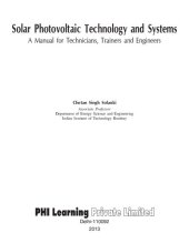 book SOLAR PHOTOVOLTAIC TECHNOLOGY AND SYSTEMS: A Manual for Technicians, Trainers and Engineers