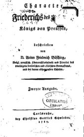 book Character Friedrichs des Zweyten, Königs von Preußen