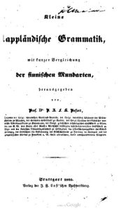 book Kleine lappländische Grammatik mit kurzer Vergleichung der finnischen Mundarten