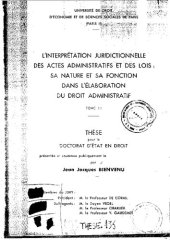 book L'interprétation juridictionnelle des actes administratifs et des lois