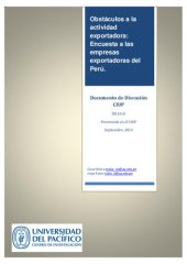 book Obstáculos a la actividad exportadora: Encuesta a las empresas exportadoras del Perú