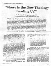 book Where is the New Theology Leading Us