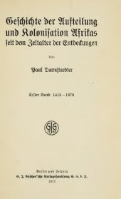 book Geschichte der Aufteilung und Kolonisation Afrikas seit dem Zeitalter der Entdeckungen