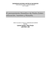 book El pensamiento filosófico de Pedro Zulen. Educación, hombre y filosofía