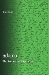 book Adorno: The Recovery of Experience