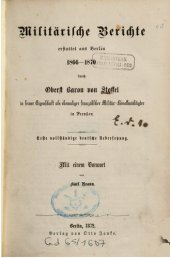 book Militärische Berichte erstattet aus Berlin 1866 bis 1870