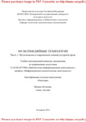 book Мультимедийные технологии. Часть 1. Мультимедиа в современной социокультурной среде. Учебно-методический комплекс дисциплины для студентов очной и заочной форм обучения по направлению подготовки 51.03.06 (071900) «Библиотечно-информационная деятельность»,