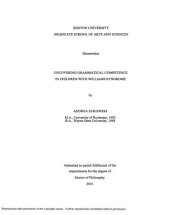 book [Dissertation] Uncovering Grammatical Competence in Children with Williams Syndrome