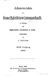 book Jahresberichte der Geschichtswissenschaft im Auftrage der Historischen Gesellschaft zu Berlin