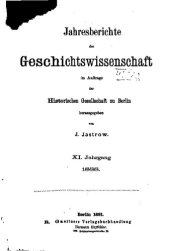 book Jahresberichte der Geschichtswissenschaft im Auftrage der Historischen Gesellschaft zu Berlin